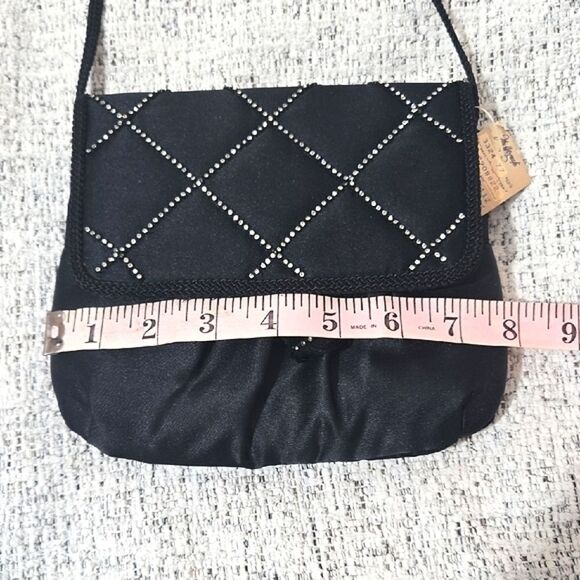 NWT Mik a Elegant Black Rhinestone Clutch with Tassel - Picture 8 of 10